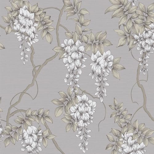 Superfresco Easy Mauve Wisteria Floral Wallpaper | Paste The Wall | Beige Floral | Eco-Friendly