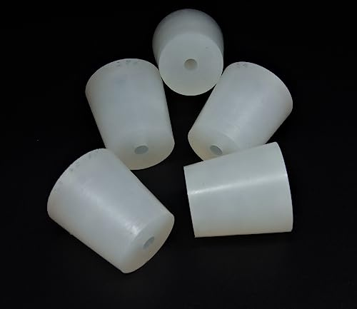 Silikonpropp 29/23mm med 1 Hål x 5 Stycken – Laboratoriepropp med Öppning för Jäsrör eller Silikonslang