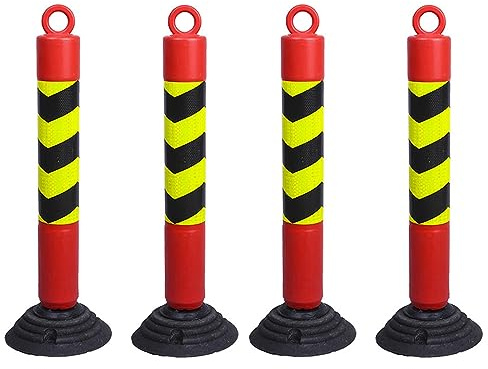 conos señalizacion/conos seguridad trafico/conos d Poste de bolardo de acero de bolardo de seguridad, estacionamiento de carretera de seguridad con base de goma y collares reflectantes, pila de advert