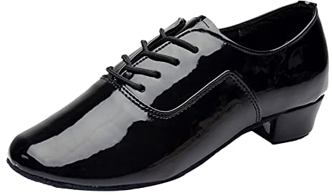 Herren Tanzschuhe Aus Weichem Leder Pu Latin Modern Oxford Schuhe Weicher Boden Schnürung Niedriger Absatz Salsa Jazz Tango Schwarze Lederschuhe Für Männer Jungen