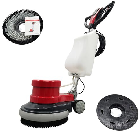 WYDDDARY 1100W Red Floor Polisher Commercial Floor Cleaner Polishing Machine Carpet Buffer Scrubber with 3gal Water Tank and 17 Base 154Rpm AC110V