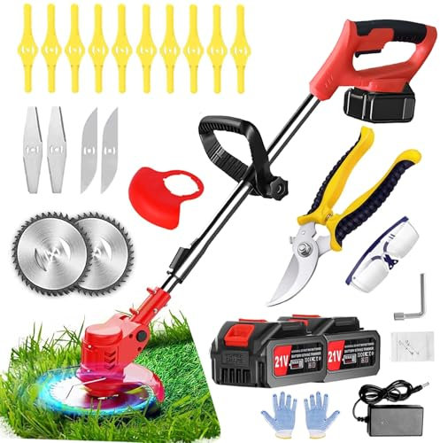 Garden Strimmer，Debrouissalleuses Batterie，Coupe Bordure sans Fil avec Batterie， Debrouissalleuse Electrique sans Fil
