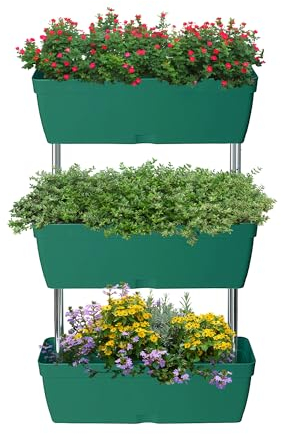 My Garden Planter 3 Tier Raised Beds For Garden Vertical Planters Outdoor Free Standing Elevated Raised Beds for Flowers, Herbs & Vegetables – Ideal for Patios & Gardens