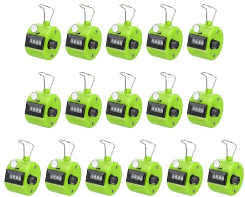 PATIKIL Contador de Clicker, 16 Piezas 4 Dígitos Mecánico Portátil para Conteo de Puntos En Entrenamientos de Tejido, Golf, Vueltas, Pesca, Verde
