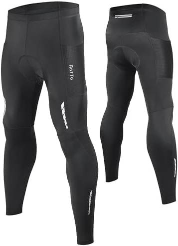 ROTTO Pantaloni Ciclismo Uomo Lunghi Imbottiti e Senza Imbottitura Ciclista Pantaloni Bici con Tasche Multiple