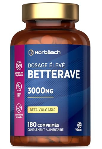 Rödbets Tabletter 3000mg | 180 Veganska Tabletter | Beetroot Extract Supplement | Kväveoxid Superfood Booster | av Horbaach