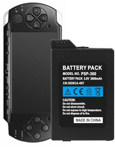 FLSTOR Akku für PSP 1000, 3600mAh 3.6V Lithium Ionen Ersatz kompatibel mit Sony PSP 1000 Konsole, (Nicht für PSP 2000/3000/PS Vita)