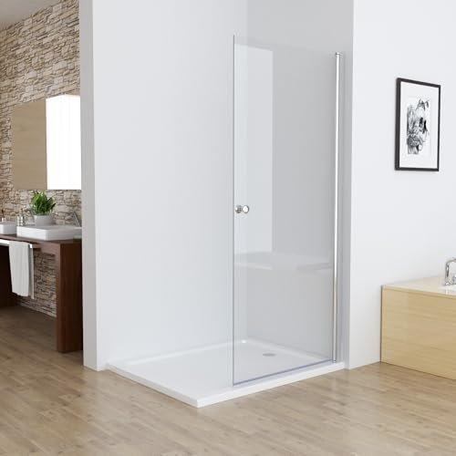 MIQU 88-90 x 185 cm Walk in Dusche Duschabtrennung Duschwand Pendeltür Schwingtür Duschtür Glaswand aus Sicherheitsglas ESG Glas Rahmenlos ohne Duschtasse