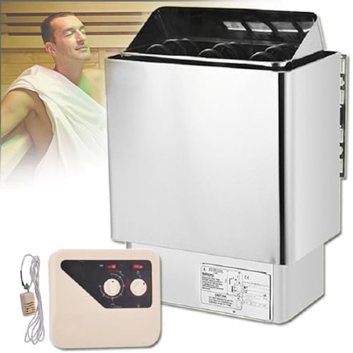 Electric Sauna Heater, Stainless Steel External Control for Wet and Dry Bath Sauna, Ideal for Home, Hotel, Spa, and Steam Room
