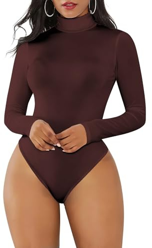 Joyshaper - Camiseta de manga larga con cuello alto y elegante, corte ajustado, para mujer, blusa y cuello de tortuga