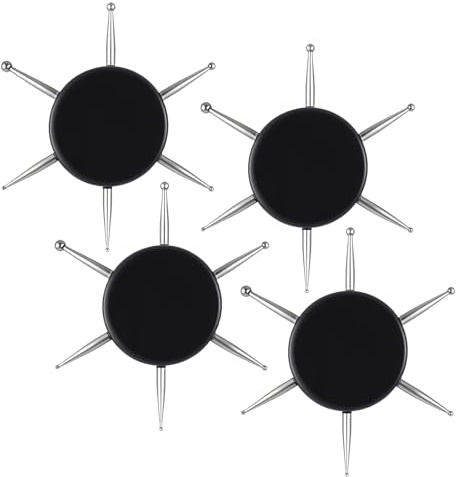 4 Pcs Nail Dotting Tools, 6 In 1 Circular Art Dotting Pen, Professional Manicure Dot Disc for Nail Design Painting Embossing Tracing, Professional Nail Salon or Home Use (Black)