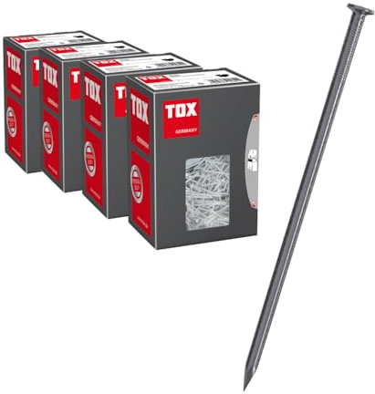 TOX 063909004 Wire Nails in 4 Sizes with Countersunk Head Set for Easy Wood Connections and Flat Surfaces - 1.2 x 20/1.4 x 25/1.6 x 30/1.8 x 35 mm - Blank Steel, 400 g Each in Box