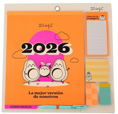 Mr Wonderful - Calendario Familiar 2026 de pared o nevera magnético - La mejor versión de nosotros