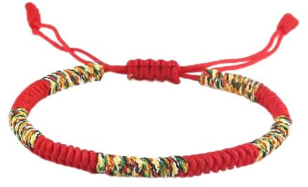 GLDFW Lyckligt armband unisex flätad justerbar kung kong knut röd sträng armband män kvinnor par