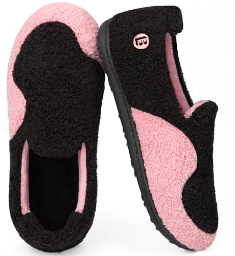 LongBay Women's Fuzzy Slippers with Removable Massage Insole, Soft House Shoes with Lightweight Non-Slip Sole for Indoor Outdoor