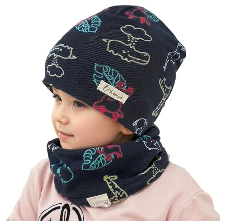 Generisch Gorro infantil de doble capa y calentador de cuello, a prueba de viento, cálido gorro de forro polar para bebé, guantes de invierno gorro de lana para niños, marine, 3-6 años