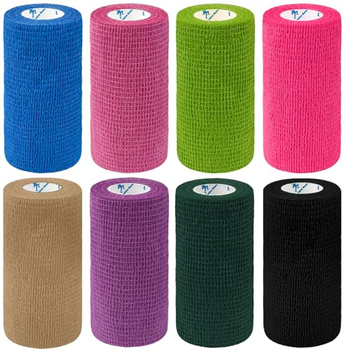 8 Rolls Self Adhesive Bandage 4 inch Wide Self Adherent Cohesive Bandages, 10cm x 4.5m Elastic Breathable Self Adhesive Bandage for Sports and Stretch Athletic,Pet Vet Wrap for Horse