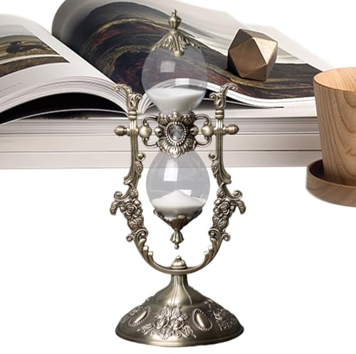 Sablier design vintage – Chronomètre sable 15 minutes | Ornement décoration table | Outil précis salon bureau café, horloge élégante, accessoire maison, intérieur rétro