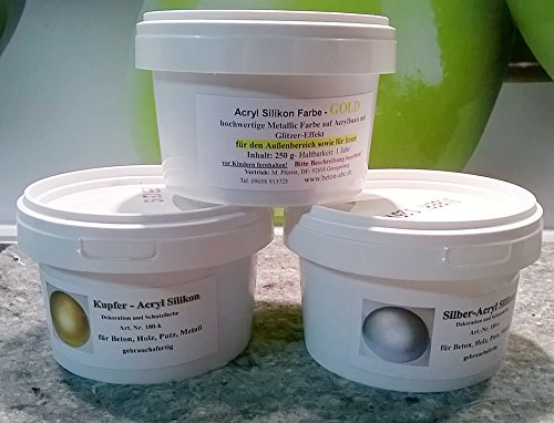 Metallic Acryl Silikon 3 x 250 g, Betonfarbe