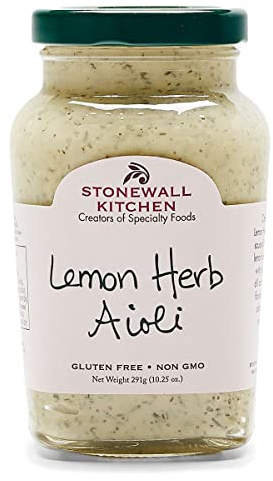 Stonewall Kitchen Lemon Herb Aioli, 291g Jar, Fresh Lemon-Herb Aioli, Gourmet Dip Perfect for Fish, Meat, and Sandwiches