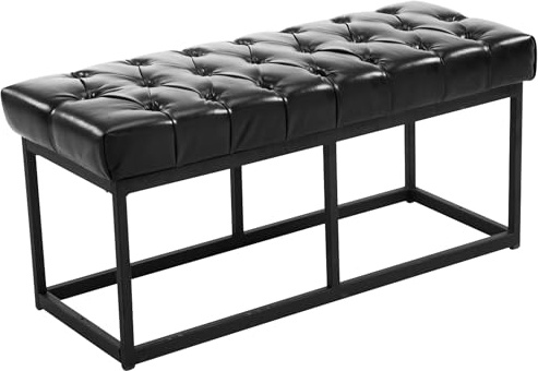 CLP Panca Design Chesterfield Amun in Metallo Nero Opaco I Panchina Imbottita Trapuntata in Similpelle I Panca Ingresso, Colore:Nero, Dimensione:100 cm