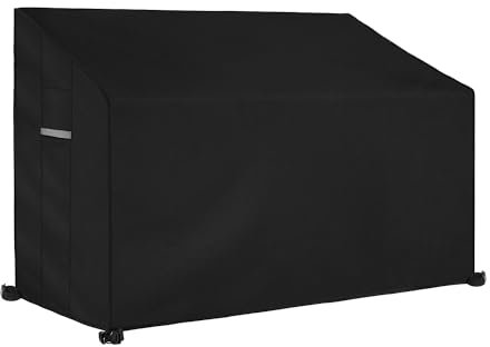 Dokon 2 Seat Garden Bench Covers Waterproof Heavy Duty 600D Oxford Fabric Outdoor Bench Seat Cover with Air Vent Windproof Anti-UV Patio Garden Seat Covers (134x66x63/89cm) - Black