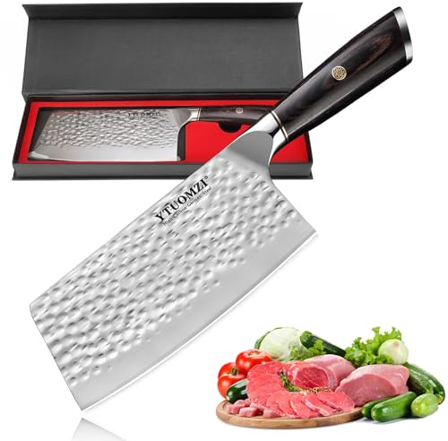Non-stick Cleaver Knife 7-inch, Chinese Chef's Knife for Kitchen, High Carbon German Stainless Steel Vegetable Chopping Knife, China Chopper | CaiDao, Ergonomic Handle, Gift Boxed (7 Meat Cleaver)