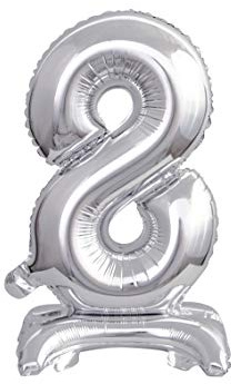 GoDan Beauty&Charm Luftballons Zahlen 0-9 zum Aufstellen auf dem Tisch 38 cm Folienballon Geburtstagsluftballons Zimmer und Raumdekoration beim Geburtstag Jubiläum (Zahl 8 Silber)