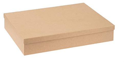 Glorex Pappbox rechteckig, Schachtel mit Deckel aus FSC zertifizierter Pappe, passend für DIN A4, zum Bekleben, Bemalen, für Decopatch oder Serviettentechnik, Braun Natur, ca. 24,7x34,7x6,4cm groß