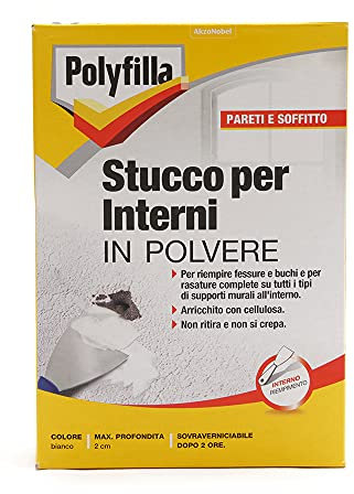 POLYFILLA STUCCO PER INTERNI, per riempimento e rasature in Polvere, BIANCO 1KG