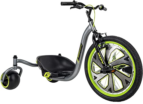 Huffy Green Machine Drift Trike Stunts Drifts and Spins Fun Action Packed Thrill Kart, Green, Grey & Black