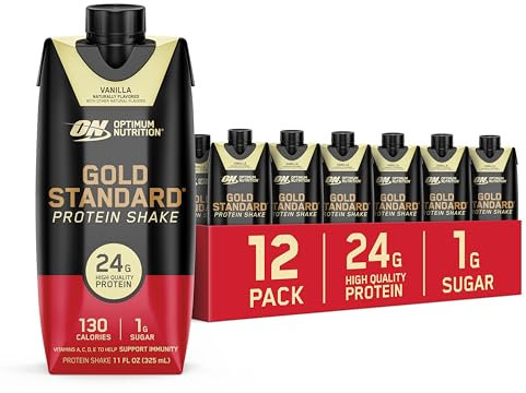 Optimum Nutrition Gold Standard 24g Protein Shake, Vanilla, 12 Ct