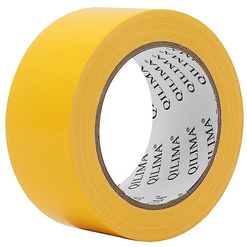 QILIMA Cinta de Tela Reforzada, Tela Impermeable, Cinta Durable de Grado Profesional para Manualidades, Reparar, Fijar, Atar, Reforzar o Sellar, 50mm x 25.1m, amarillo