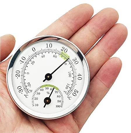Higrómetro,Termómetro de Interiores y Medidor de Humedad,Higrómetro Termómetro Análogo,Mini higrómetro de termómetro para Una Cómoda de La Temperatura Ambiente,Se Puede Colgar en la Pared,Verde