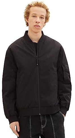 TOM TAILOR Denim Giacca Bomber College da Uomo con Funzione Impermeabile, 29999 - Black, L
