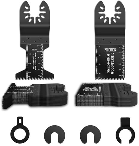 SURFOU Multi Tool Blade 32Pcs, Oscillating Saw Accessories Set for Hard Material Metal Nail Wood, Quick Release Grout Remover Kit Compatible with Ryobi, Milwaukee, Bosch, Dremel, Dewalt, Makita