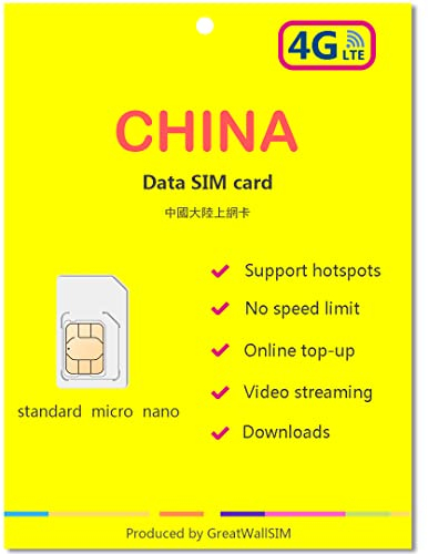 Tarjeta SIM de Datos China - 40GB 5G/4G Datos 30 días para China Continental