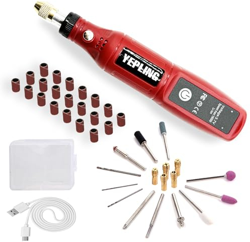 YEPLING Mini Multifunktionswerkzeug, 3.7V Li-Ion Akku Mehrzweckschleifmaschine 15000rpm Drehzahleinstellungen und 40 Zubehör, Rotary tool für viele kreative Projekte oder Heimwerkerarbeiten