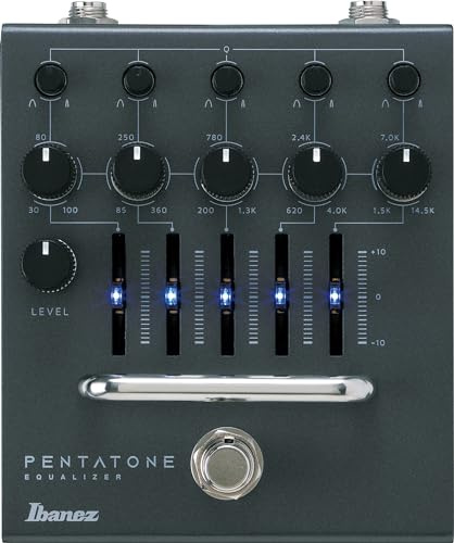 Ibanez PTEQ Pentatone 5-Band Parametric EQ Pedal – True Bypass, Master Level, Continuous Q Controls, Suitable for Guitar, Bass & Keyboards