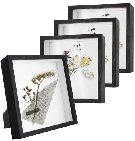 JMIATRY 4 pezzi Cornice 20x20, Cornice Profonda, Cornice 3D, Cornice Profonda Per Oggetti, Cornice Viaggio Da Riempire per Foto Bouquet di Nozze e Decorazioni Fai da Te