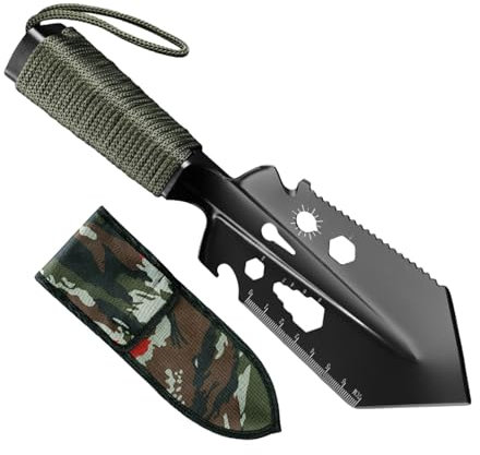 Pala de supervivencia, paleta de camping, 9 en 1 – Pala ligera de peso ligero, bolsa de transporte Oxford para