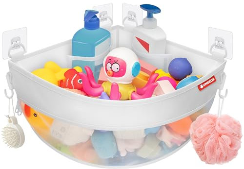 UNEEDE Badewannenspielzeug Aufbewahrung für die Eckwand, Badezimmer Organizer für Baby Badespielzeug 16,35L, Badespielzeugablage für Badewannen Spielzeug Organizer und Aufbewahrung