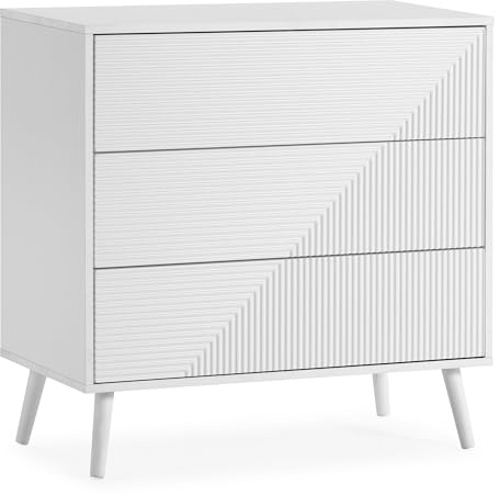 HOMN LIVING Cómoda de Noche Telmo 3 cajones Color Blanco, 80 cm (Ancho) 40 cm (Profundo) 80 cm (Altura)