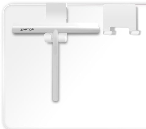 IZPFTOP Rasqueta limpiacristales Ducha con 2 Ganchos - Limpia mamparas Ducha Cristal Silicona - Limpia Cristales Ducha Multiusos para Cocina, Espejos, Coches y Cristales (Blanco, 8.27inch)