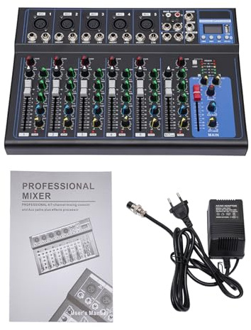 Bluetooth Audio Mixer 7-Kanal mit USB & 48V Phantom - Profi Mischpult DJ Mixer mit 6 Klangmodi für Live-Sound, Studio, Karaoke, Band - Kompakt für Anfänger und Profis