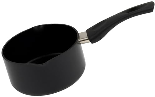 Induction Base Nonstick Saucepan with Pour Spout – 16cm Milk Pan for Induction, Gas & Electric Hobs, Non Stick Sauce Pot for Heating Milk, Soup & Sauces (16cm)