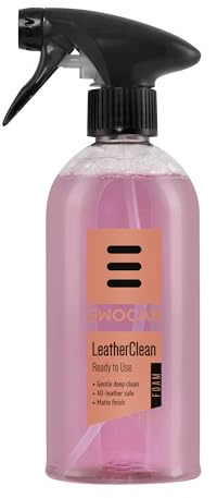 Ewocar LeatherClean - Schiuma detergente per pelle per interni auto, sedili, tappezzeria, volante e plastica, smacchiatore con finitura opaca, 500 ml