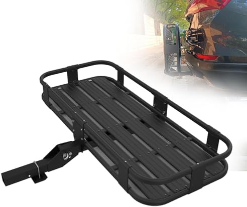 Portaequipajes de Enganche Cesta Trasera Plegable para Portaequipajes de Enganche de Aleación de Aluminio para Coche SUV Camping y Viajes(120x50cm)