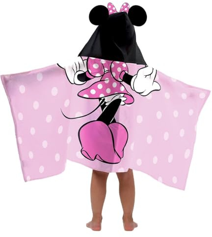Jay Franco Disney Minnie Mouse – Poncho-Serviette de Bain à Capuche 56 x 130 cm, 100% Coton, Peignoir pour Enfants
