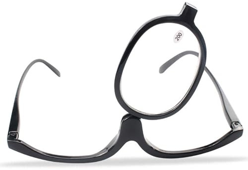 Gafas de maquillaje para mujer Lentes giratorias plegables Gafas ligeras de 200 grados Vidrio cosmético portátil de marco completo resistente a roturas